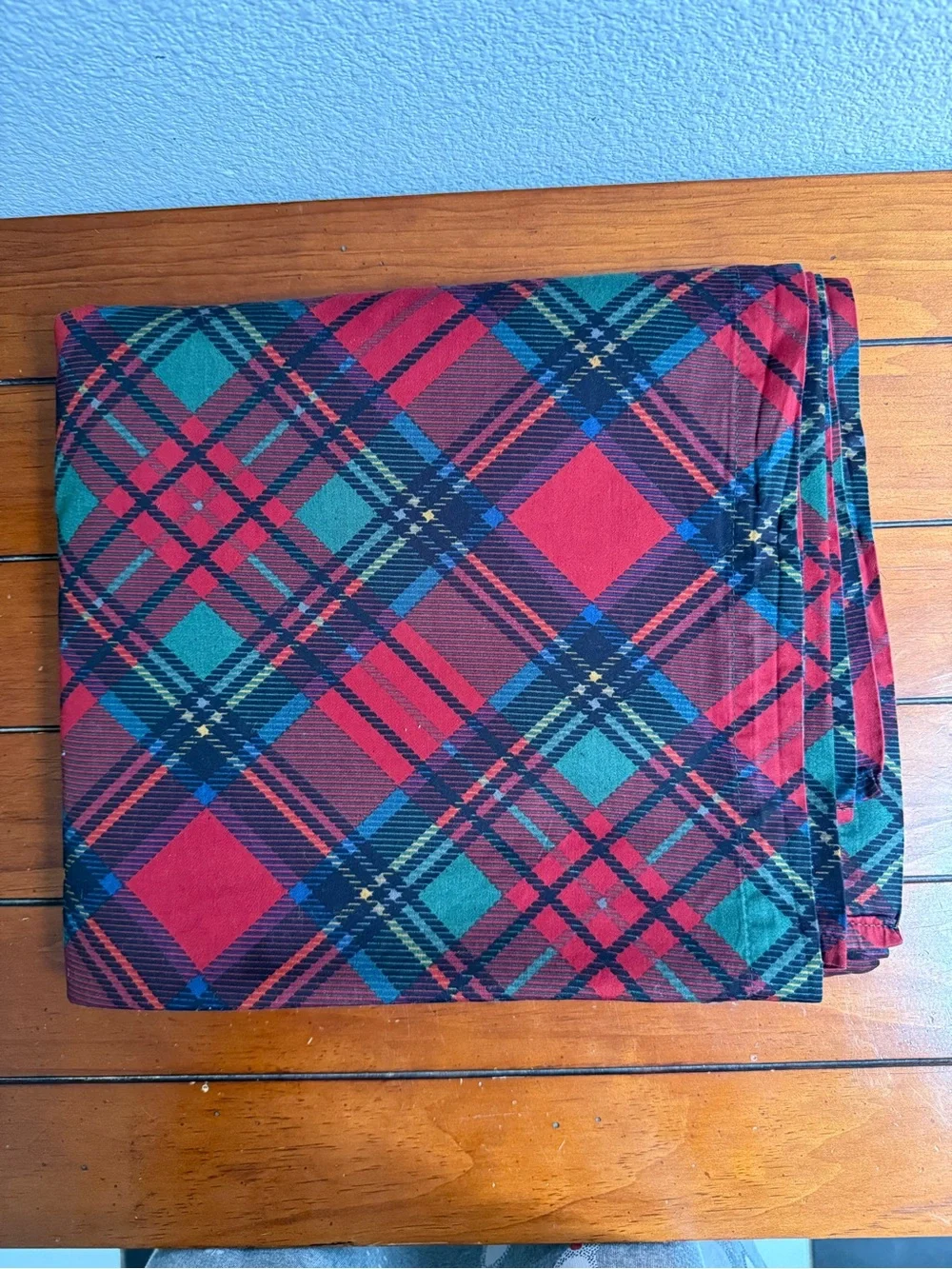 RARE VINTAGE RALPH LAUREN 100% COTTON DESTRY PLAID QUEEN FLAT SHEET EUC